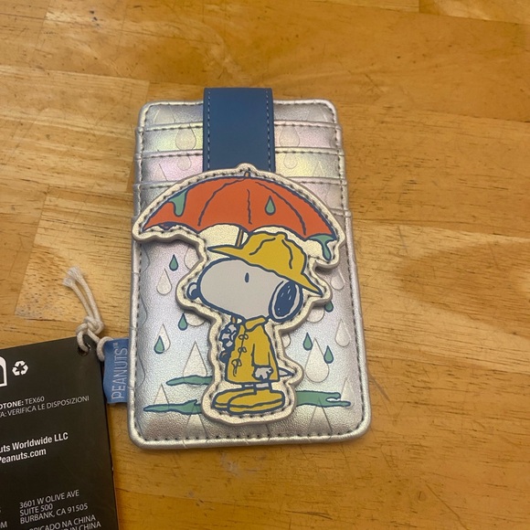 Loungefly Peanuts Snoopy Rainy Day Cardholder ID holder w folder over strap NWT - Picture 3 of 6
